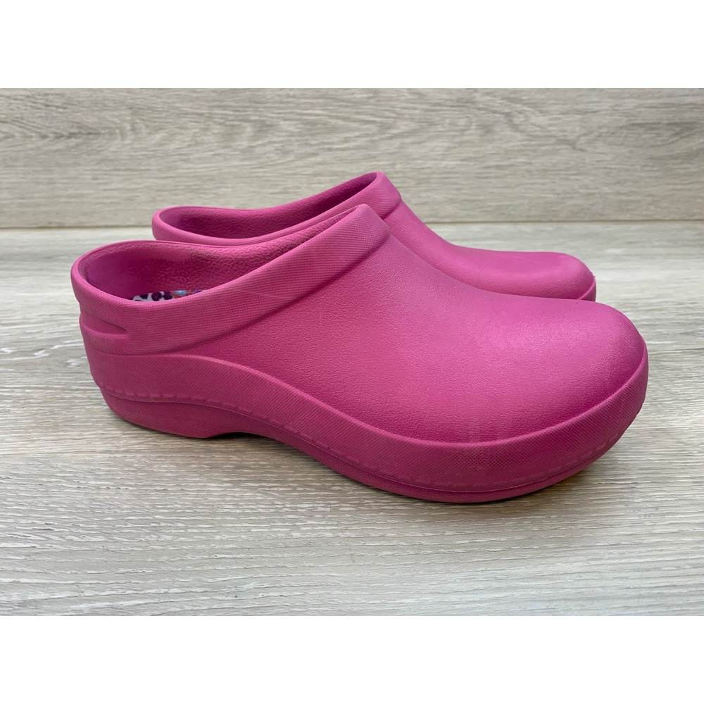 Dansko Kane Pink EVA Slip On Clogs Mules Leopard Print Insole Women's Size 6